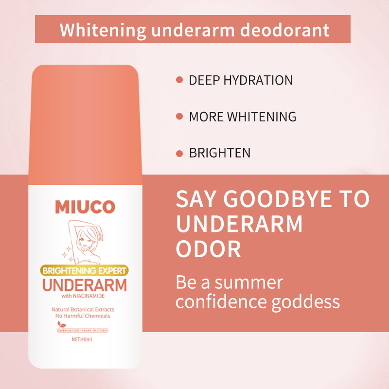 BUY 1 TAKE 1 MIUCO Intensive Whitening Underarm Roll-On Deodorant Powder | Armpit Brightening & Antiperspirant for All Skin Types | 40ml Long-Lasting Odor Control, Dryness, Sweat Protection & Skin Soo