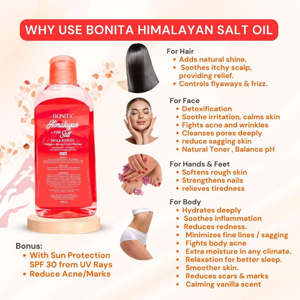 BUY 1 TAKE 2  Himalayan Pink Salt Face and Body Oil with SPF 30, Korean Citron, Collagen, Moringa | Organic